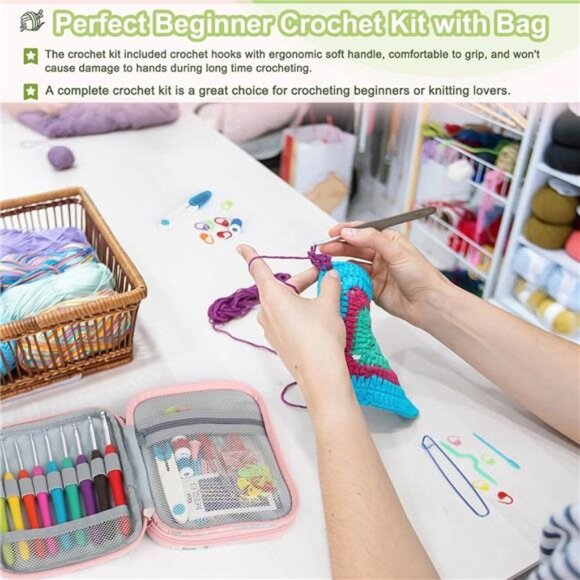 Crochet Hooks Set with Crochet Case,73-Piece Crochet Hooks Knitting Accessories - Picture 2 of 6